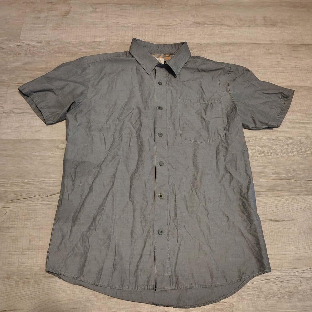 Flylow Mens Short Sleeve Button Down Shirt Gray Size Large Tahoe Design